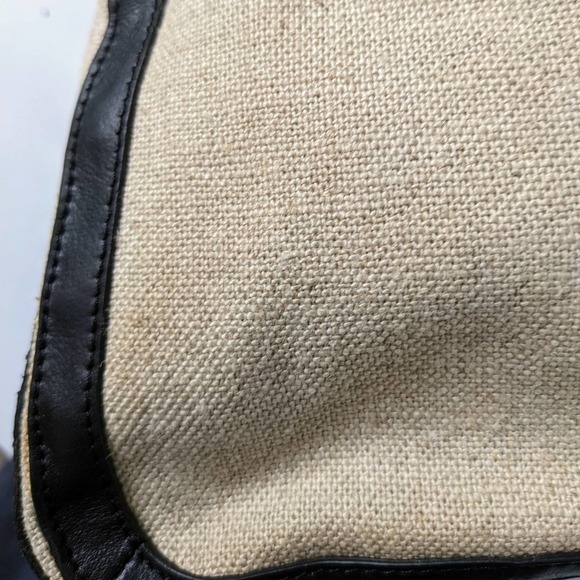Kate Landry Tan and Black Linen Shoulder Bag - Picture 6 of 11